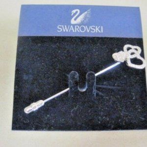 FLASH SALE Swarovski Swan Signed Authentic Silvertone Heart Stick Pin New